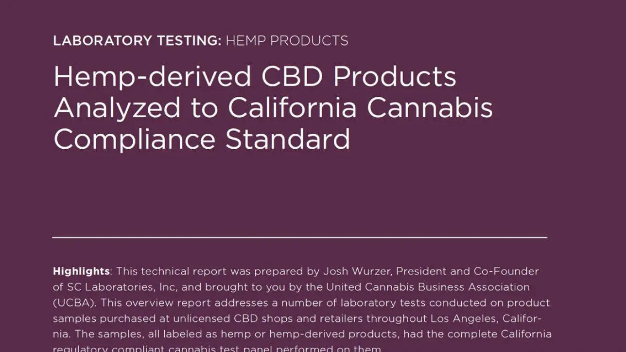 Hemp-derived CBD Products Analyzed to California Compliance Standard