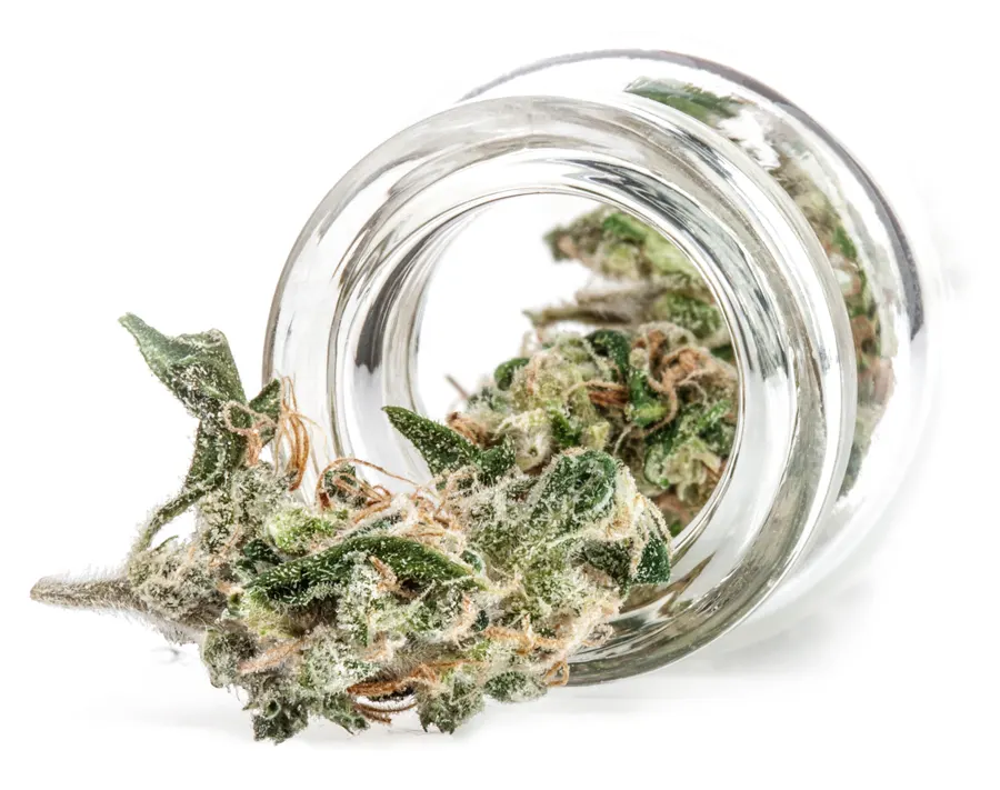 Cannabis in glass jar